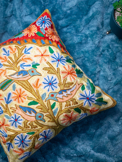 Kashmiri Hand Embroidered Multi Cotton Cushion Cover