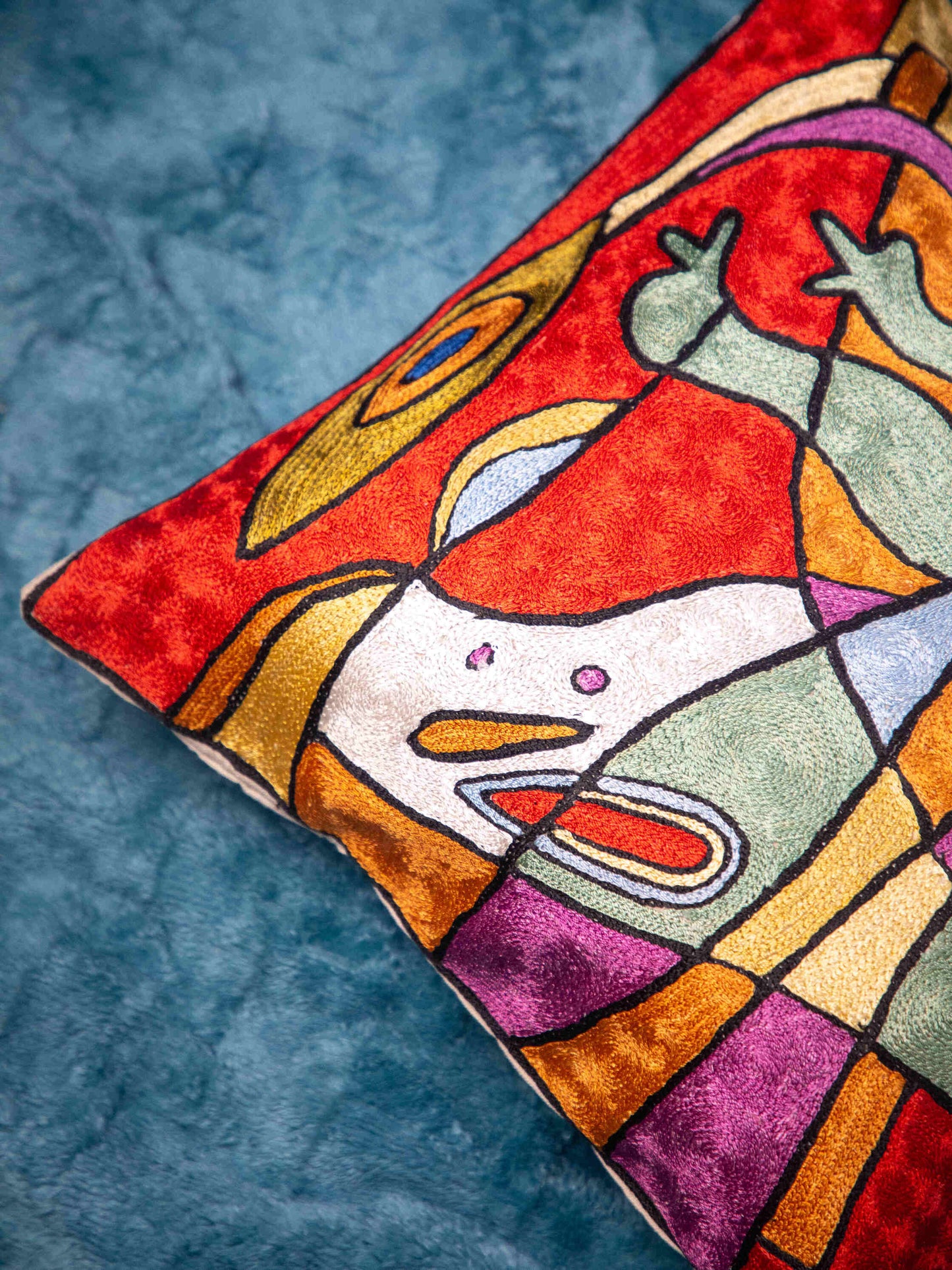 Kashmiri Hand Embroidered Multi Cotton Cushion Cover