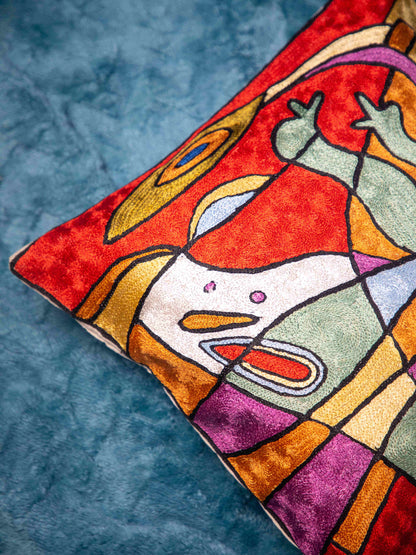 Kashmiri Hand Embroidered Multi Cotton Cushion Cover