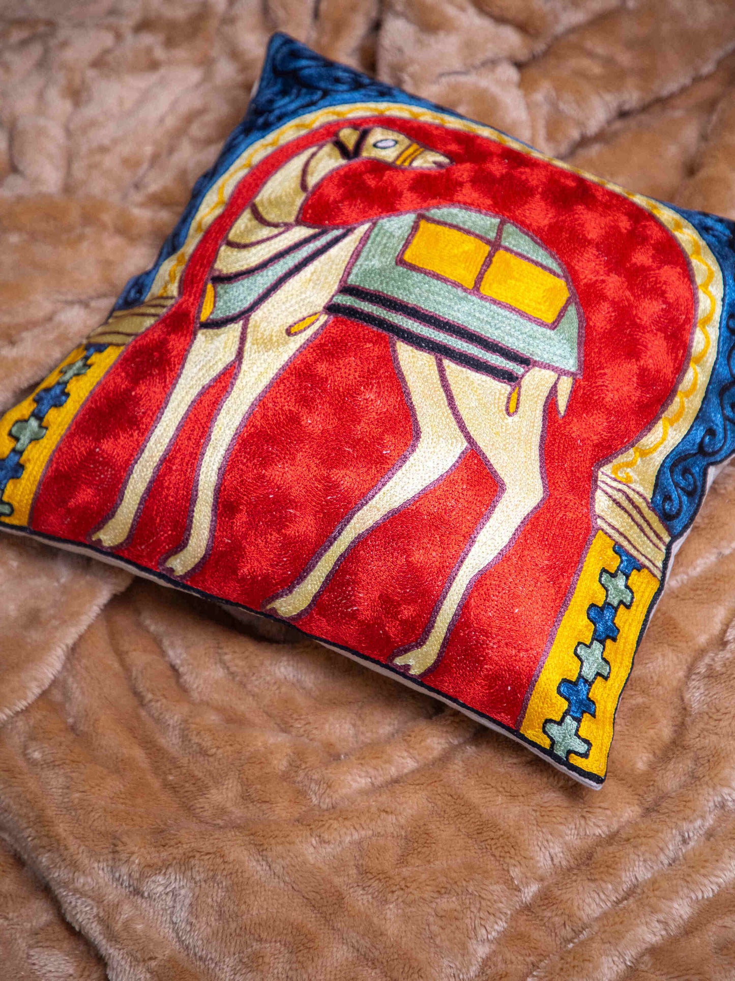 Kashmiri Hand Embroidered Multi Cotton Cushion Cover