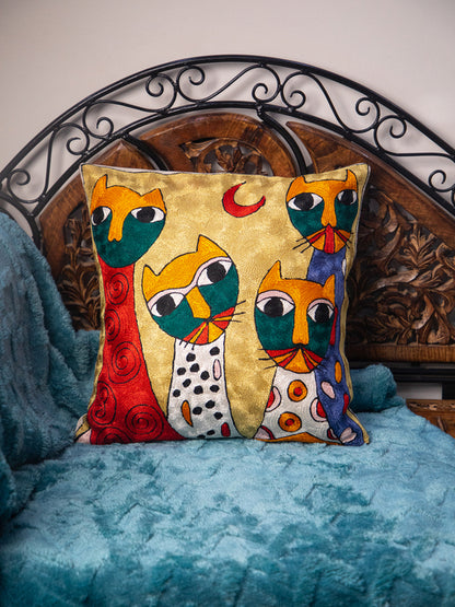 Kashmiri Hand Embroidered Multi Cotton Cushion Cover