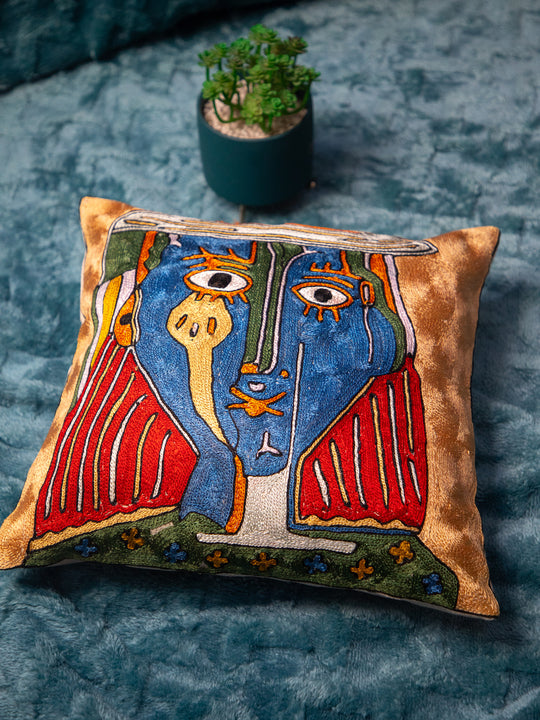 Kashmiri Hand Embroidered Multi Cotton Cushion Cover