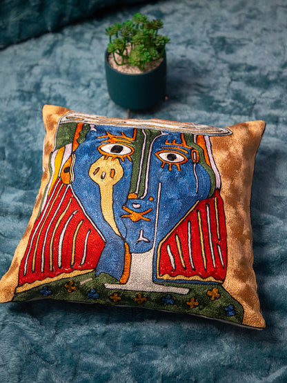 Kashmiri Hand Embroidered Multi Cotton Cushion Cover