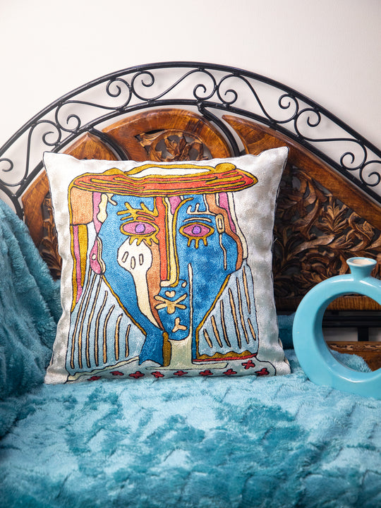 Kashmiri Hand Embroidered Multi Cotton Cushion Cover