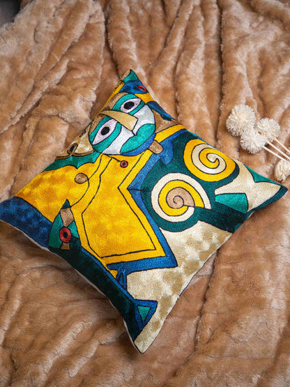 Kashmiri Hand Embroidered Multi Cotton Cushion Cover