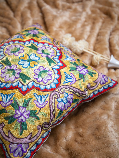 Kashmiri Hand Embroidered Multi Cotton Cushion Cover