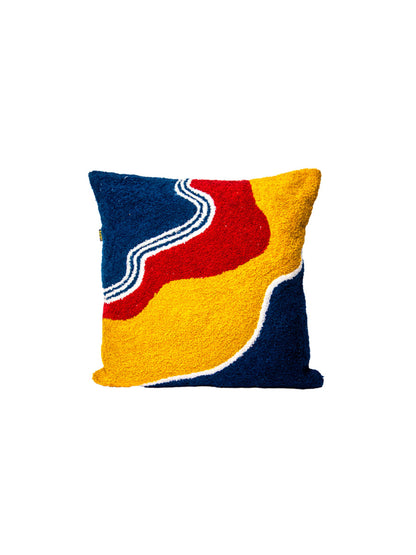 Cotton Multicolor Textured Square Cushion Cover