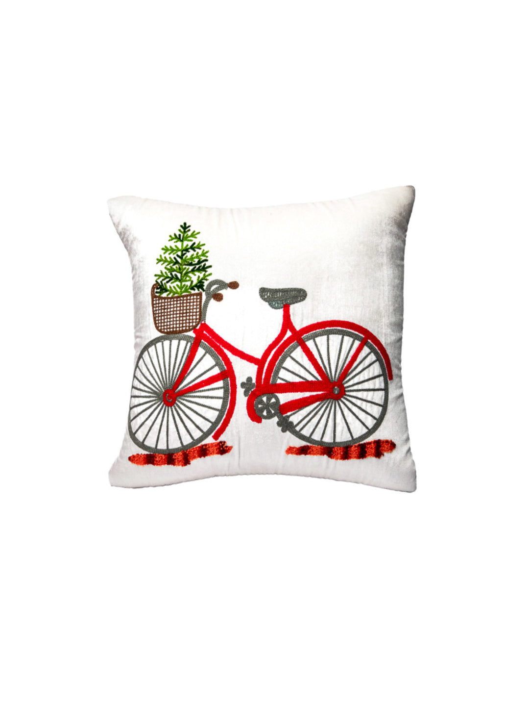 White & Multi-Color Embroidery &nbsp;Work Square Cushion Cover