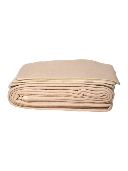 Cream Textured  Cotton Double Bedcover With 2 Pillow Covers