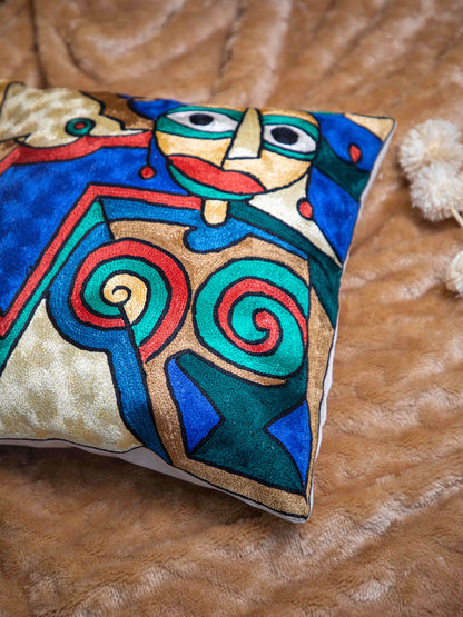 Kashmiri Hand Embroidered Multi Cotton Cushion Cover