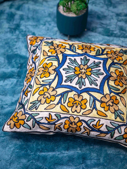 Kashmiri Hand Embroidered Multi Cotton Cushion Cover