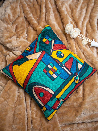 Kashmiri Hand Embroidered Multi Cotton Cushion Cover
