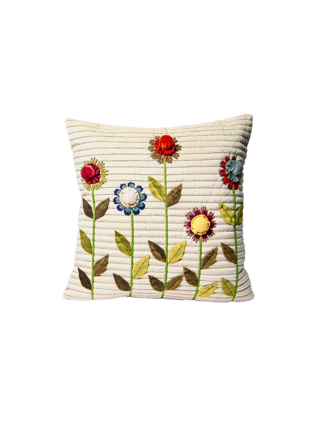 Off-white Velvet Alpik 3D Flower Square Cushion Cover