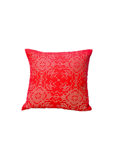 Red Velvet And Golden Embroidery Square Cushion Cover
