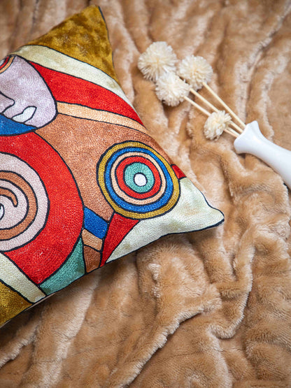 Kashmiri Hand Embroidered Multi Cotton Cushion Cover