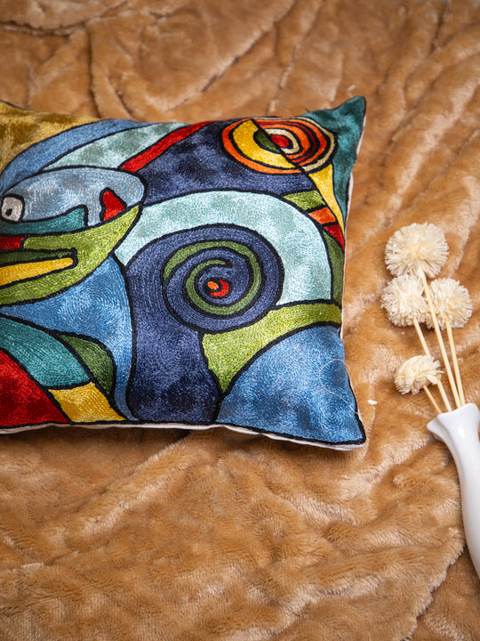 Kashmiri Hand Embroidered Multi Cotton Cushion Cover