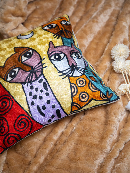 Kashmiri Hand Embroidered Multi Cotton Cushion Cover