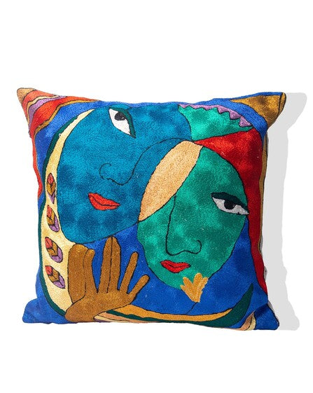 Kashmiri Hand Embroidered Multi Cotton Cushion Cover