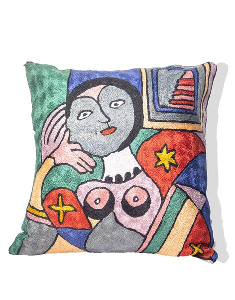 Kashmiri Hand Embroidered Multi Cotton Cushion Cover