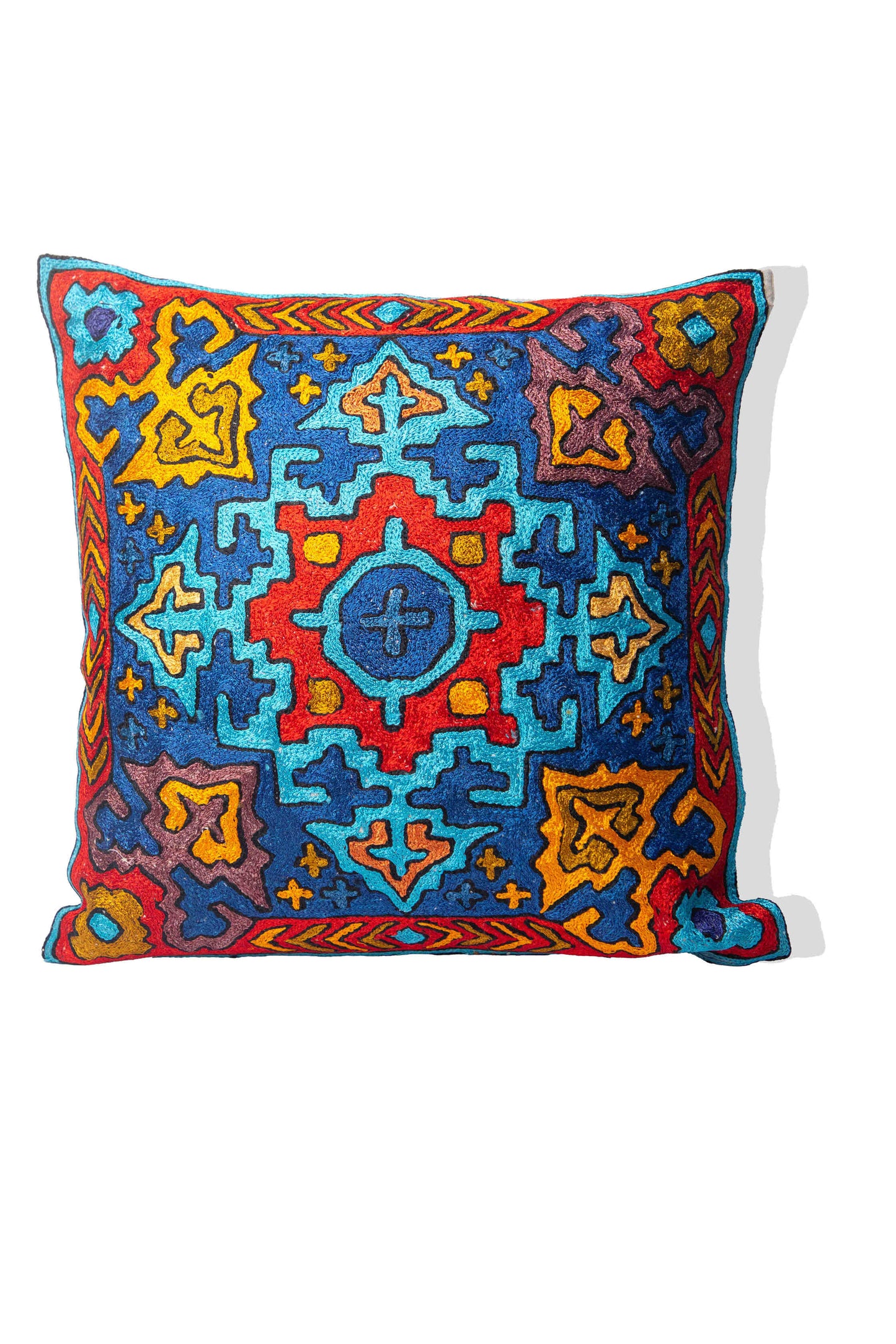 Kashmiri Hand Embroidered Multi Cotton Cushion Cover