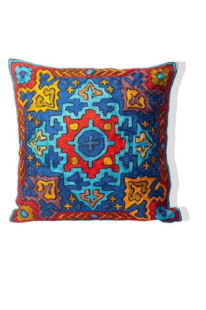 Kashmiri Hand Embroidered Multi Cotton Cushion Cover