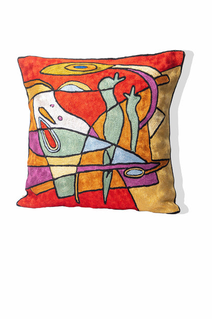 Kashmiri Hand Embroidered Multi Cotton Cushion Cover