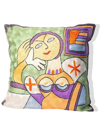 Kashmiri Hand Embroidered Multi Cotton Cushion Cover