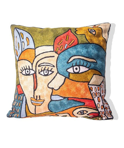 Kashmiri Hand Embroidered Multi Cotton Cushion Cover