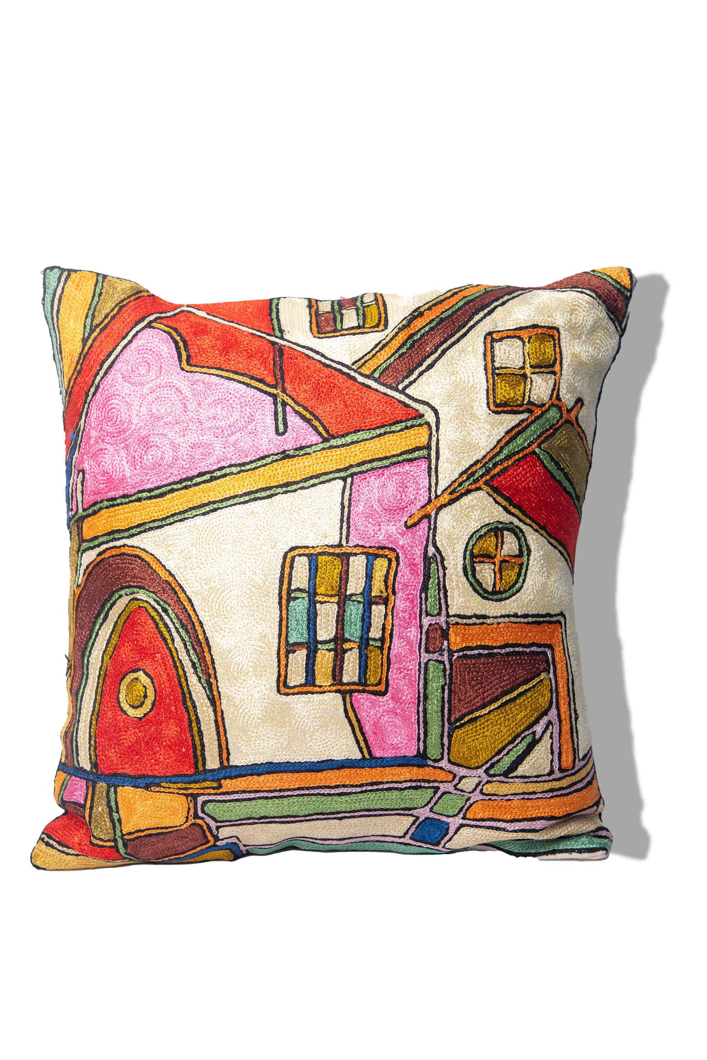 Kashmiri Hand Embroidered Multi Cotton Cushion Cover