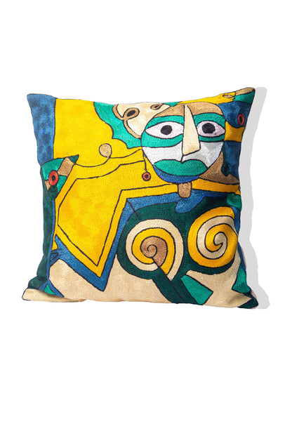 Kashmiri Hand Embroidered Multi Cotton Cushion Cover