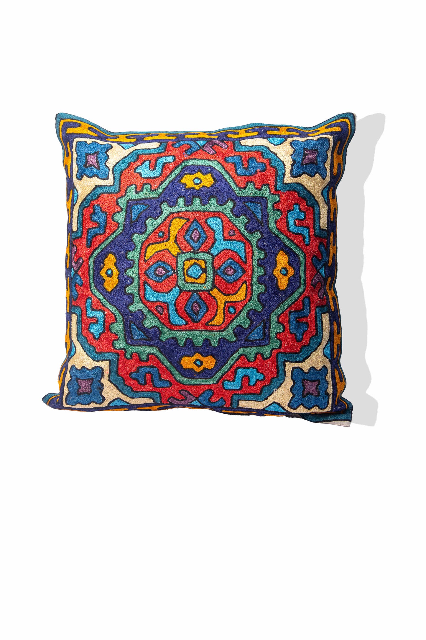 Kashmiri Hand Embroidered Multi Cotton Cushion Cover