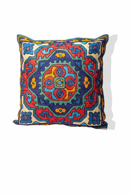 Kashmiri Hand Embroidered Multi Cotton Cushion Cover