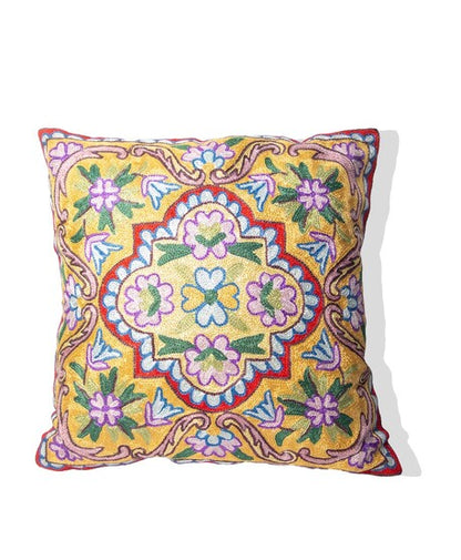 Kashmiri Hand Embroidered Multi Cotton Cushion Cover