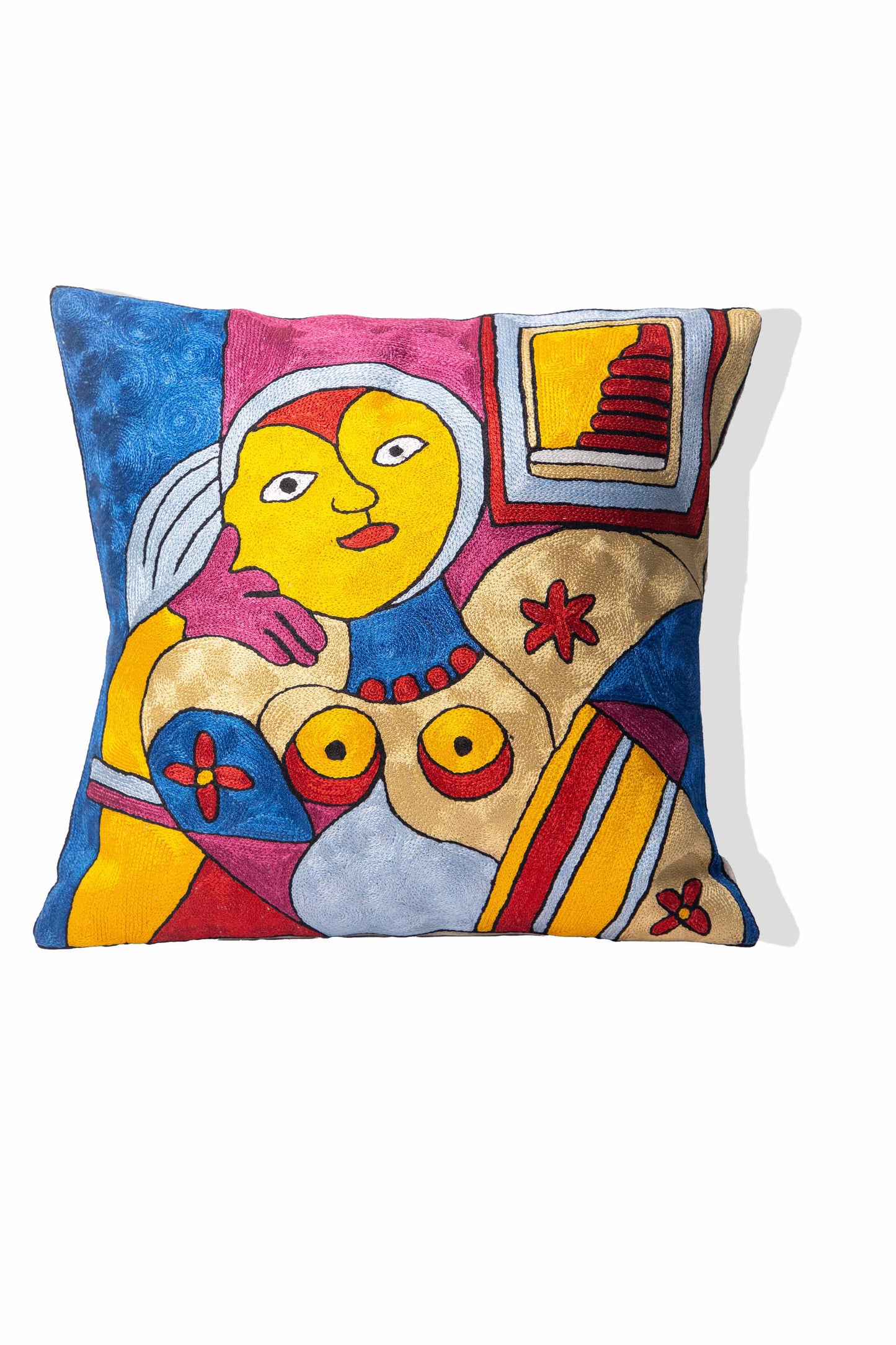 Kashmiri Hand Embroidered Multi Cotton Cushion Cover