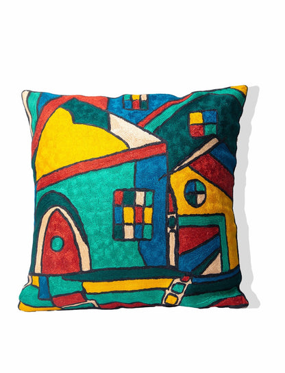 Kashmiri Hand Embroidered Multi Cotton Cushion Cover
