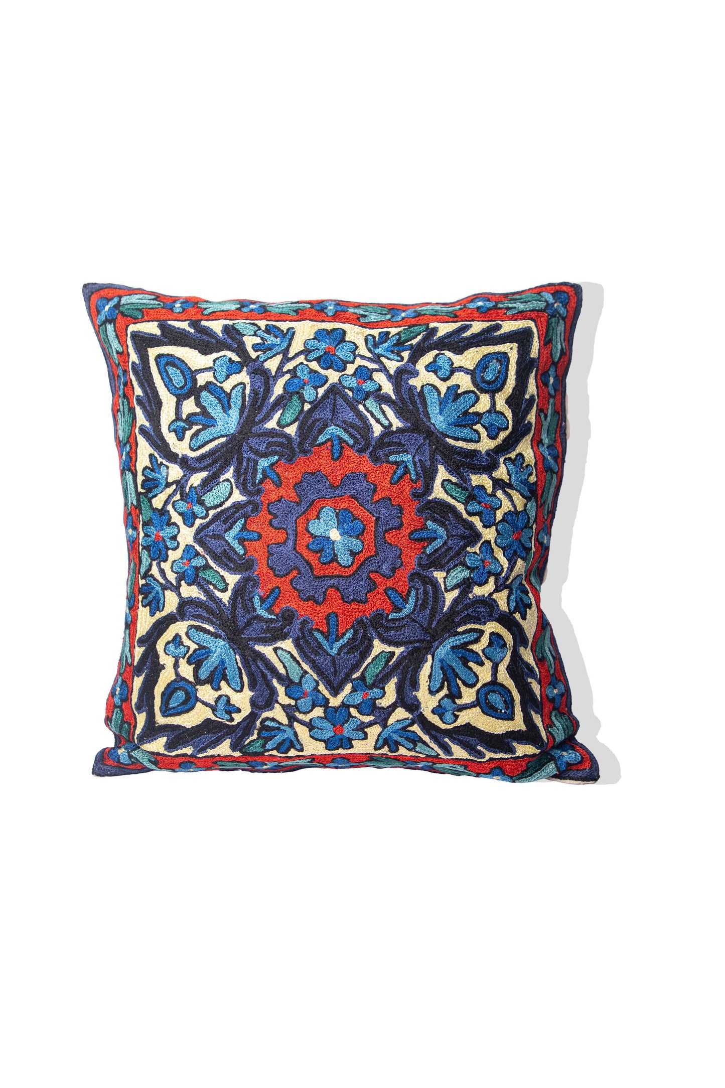 Kashmiri Hand Embroidered Multi Cotton Cushion Cover