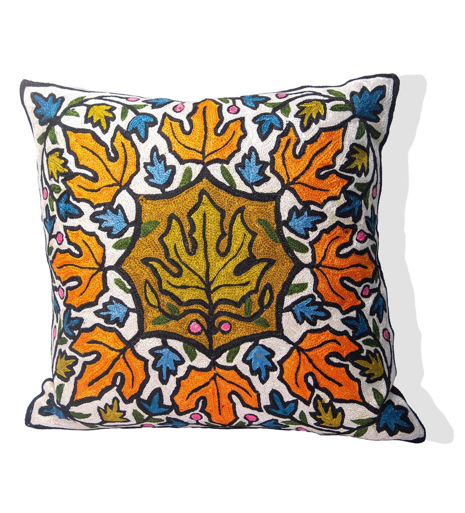 Kashmiri Hand Embroidered Multi Cotton Cushion Cover