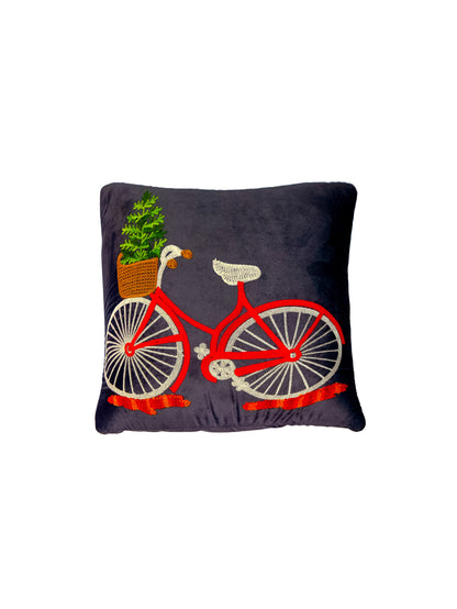 Black And  Multi Color Embroidery  Printed Square Cushion Cover