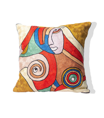 Kashmiri Hand Embroidered Multi Cotton Cushion Cover