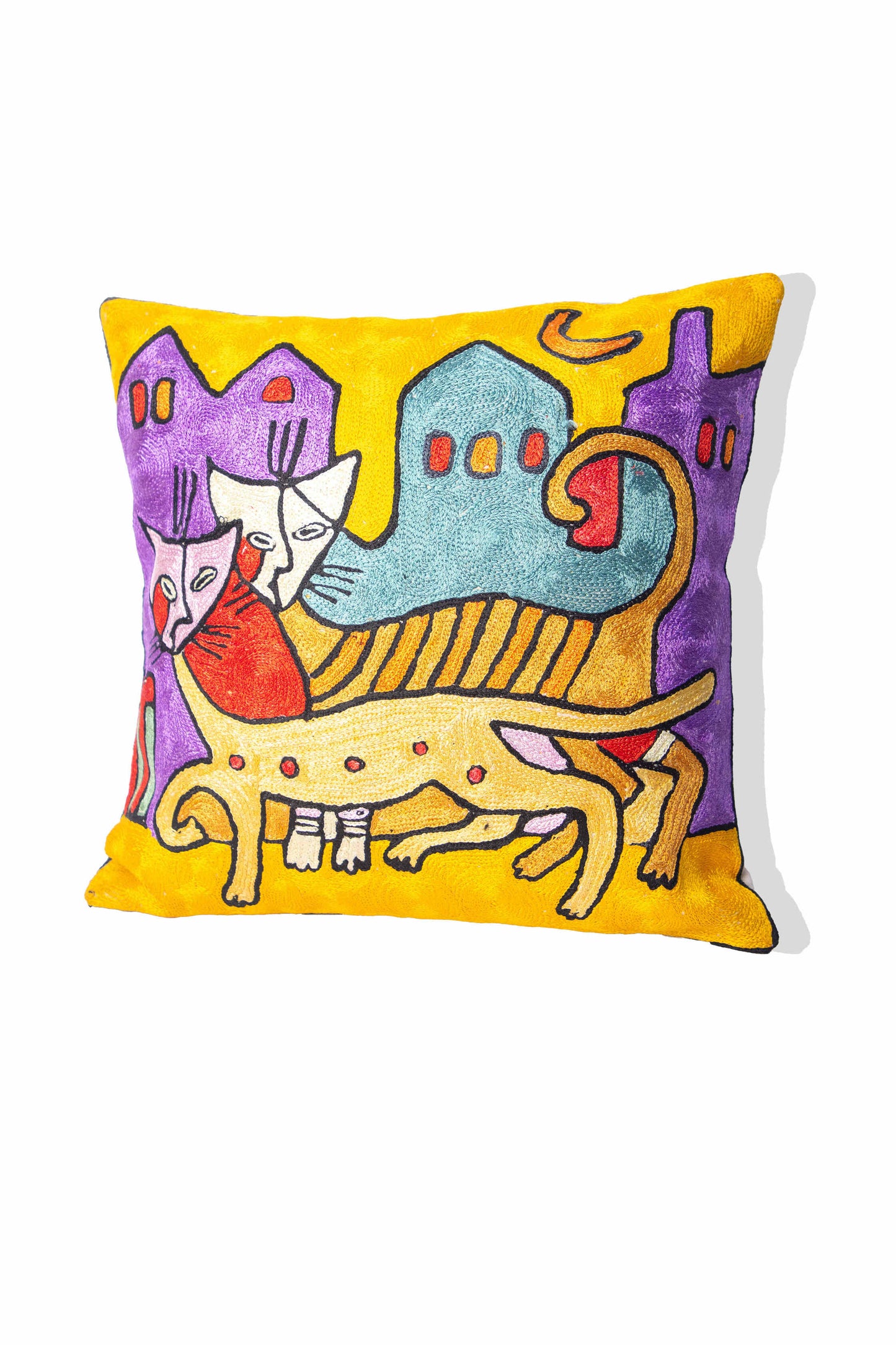 Kashmiri Hand Embroidered Multi Cotton Cushion Cover