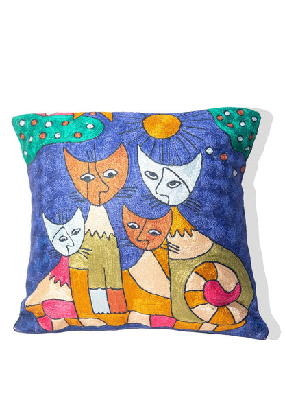 Kashmiri Hand Embroidered Multi Cotton Cushion Cover