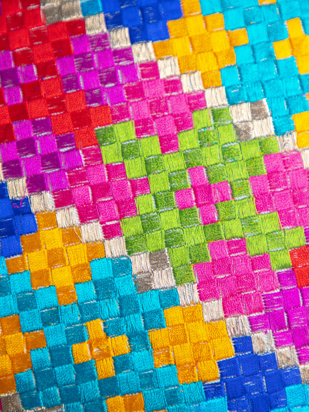 Multicolor Embroidery Thread Work Square Cushion Cover