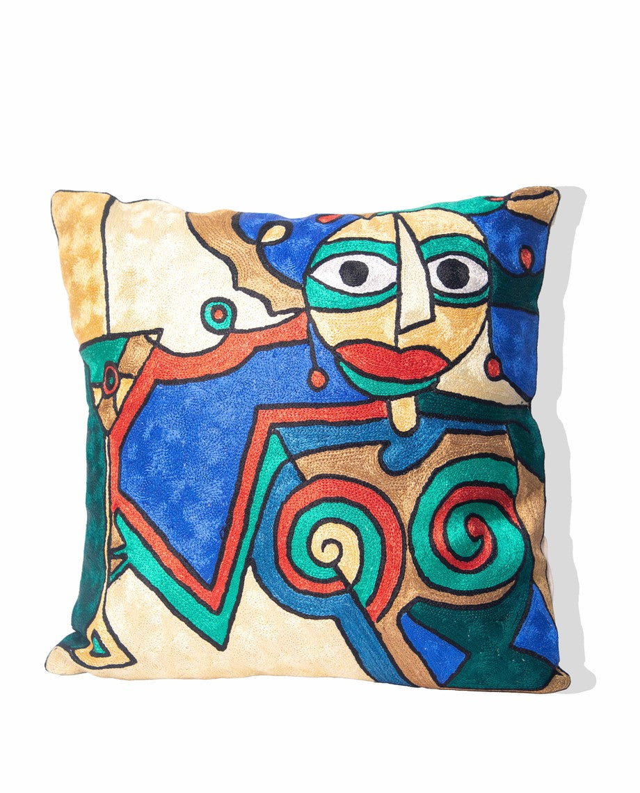 Kashmiri Hand Embroidered Multi Cotton Cushion Cover