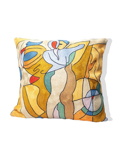 Kashmiri Hand Embroidered Multi Cotton Cushion Cover