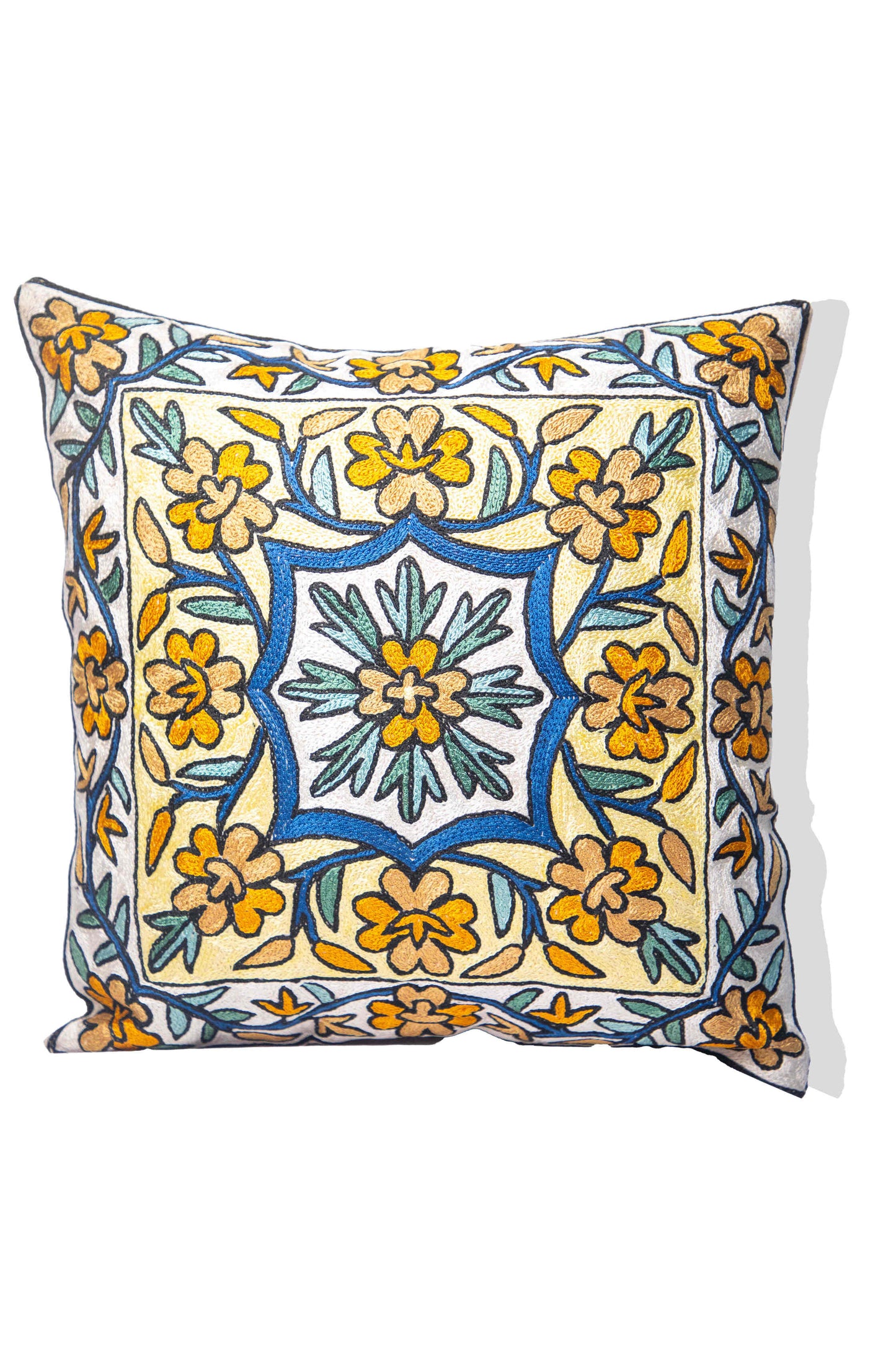 Kashmiri Hand Embroidered Multi Cotton Cushion Cover