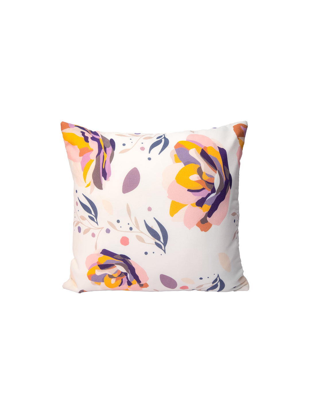 White &amp; Multicolor Flower Cotton Square Cushion Cover Set Off 2