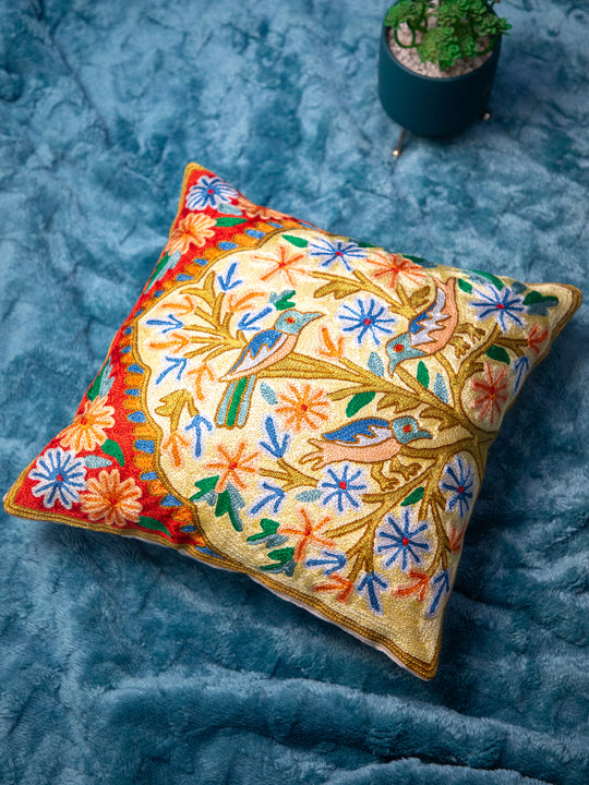 Kashmiri Hand Embroidered Multi Cotton Cushion Cover