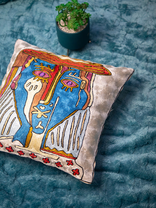 Kashmiri Hand Embroidered Multi Cotton Cushion Cover