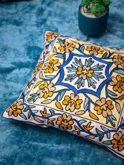 Kashmiri Hand Embroidered Multi Cotton Cushion Cover