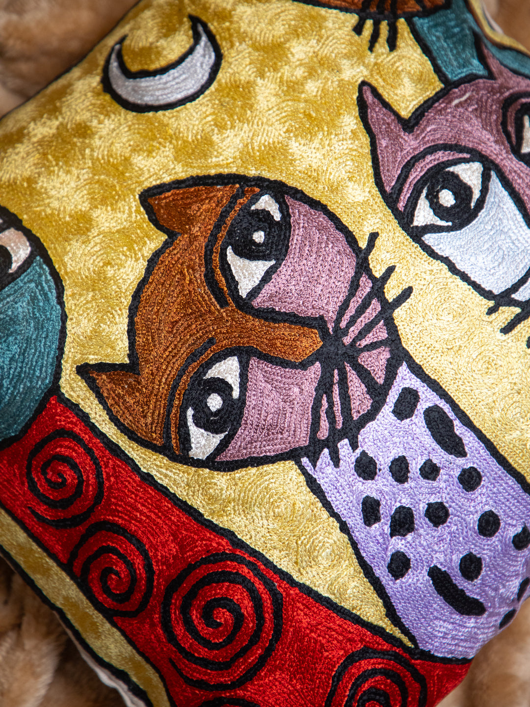 Kashmiri Hand Embroidered Multi Cotton Cushion Cover